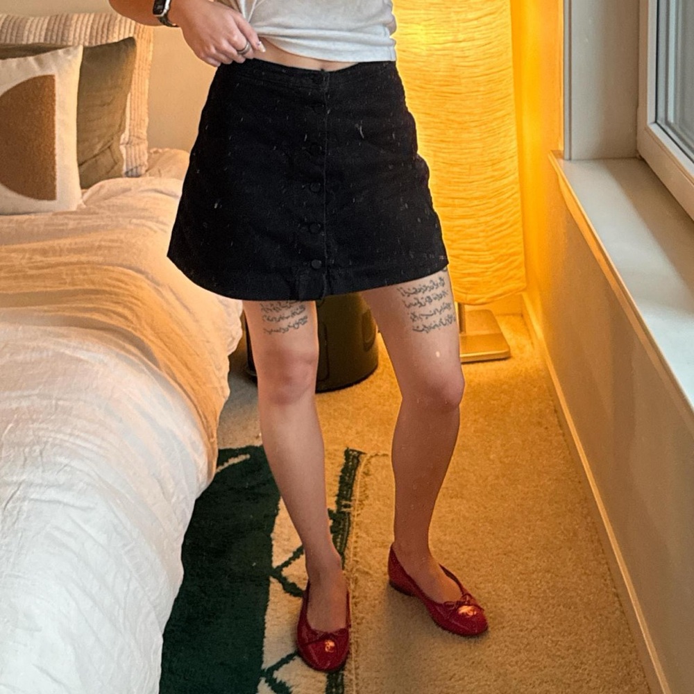 Black Button-Up Skirt American Apparel